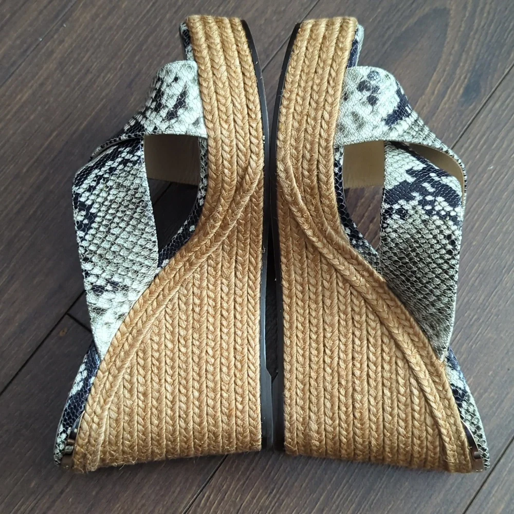 Jimmy Choo Snake Print Wedge Sandals - Picture 8 of 14